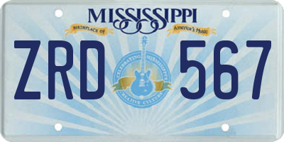 MS license plate ZRD567