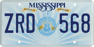 MS license plate ZRD568
