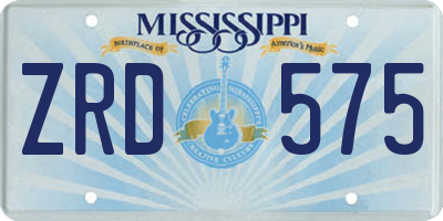 MS license plate ZRD575
