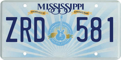MS license plate ZRD581