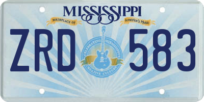 MS license plate ZRD583