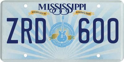 MS license plate ZRD600