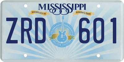 MS license plate ZRD601