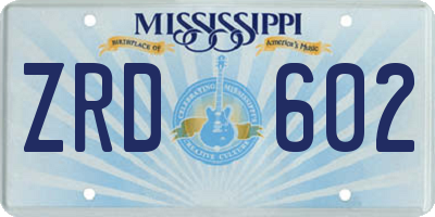 MS license plate ZRD602