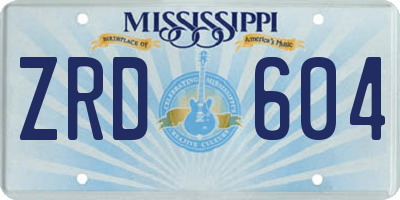 MS license plate ZRD604