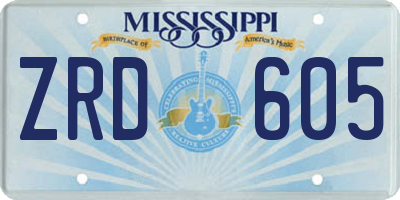 MS license plate ZRD605