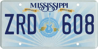 MS license plate ZRD608