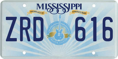 MS license plate ZRD616