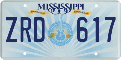 MS license plate ZRD617