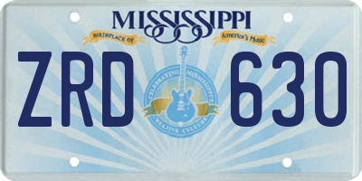 MS license plate ZRD630