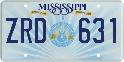 MS license plate ZRD631