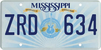 MS license plate ZRD634