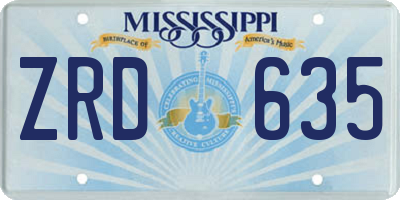 MS license plate ZRD635