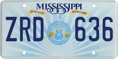 MS license plate ZRD636