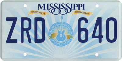 MS license plate ZRD640