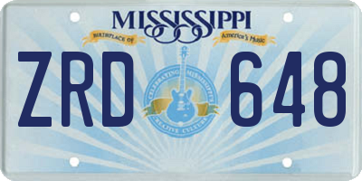 MS license plate ZRD648