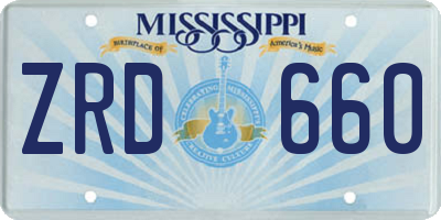 MS license plate ZRD660