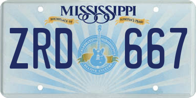 MS license plate ZRD667