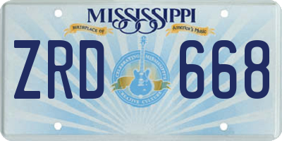 MS license plate ZRD668