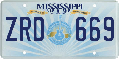 MS license plate ZRD669