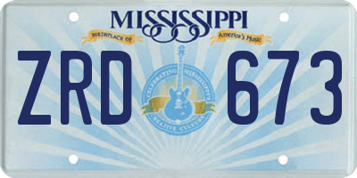 MS license plate ZRD673