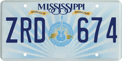MS license plate ZRD674