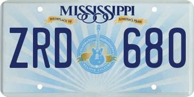 MS license plate ZRD680