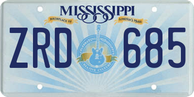 MS license plate ZRD685