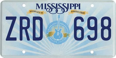 MS license plate ZRD698