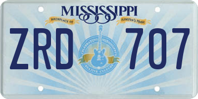 MS license plate ZRD707