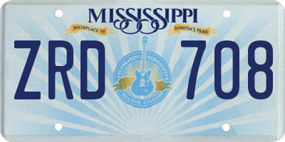 MS license plate ZRD708