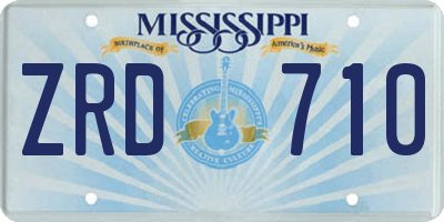 MS license plate ZRD710
