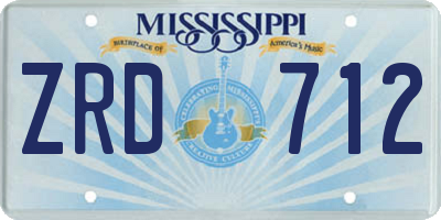 MS license plate ZRD712