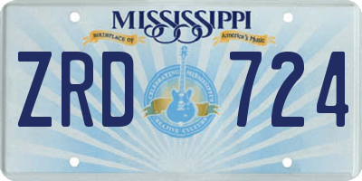 MS license plate ZRD724