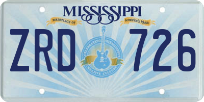 MS license plate ZRD726