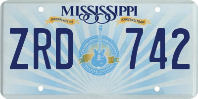 MS license plate ZRD742