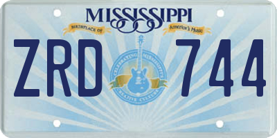 MS license plate ZRD744