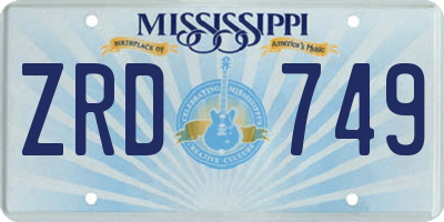 MS license plate ZRD749