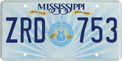 MS license plate ZRD753