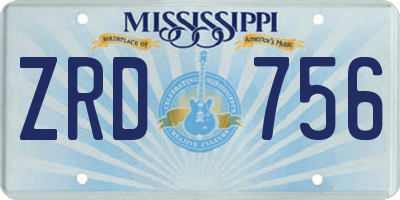 MS license plate ZRD756