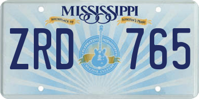 MS license plate ZRD765