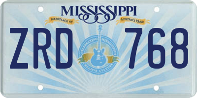 MS license plate ZRD768