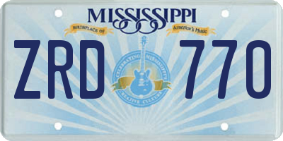 MS license plate ZRD770
