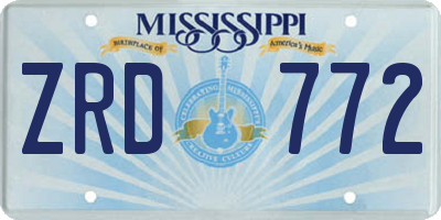 MS license plate ZRD772