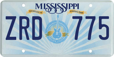 MS license plate ZRD775