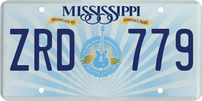 MS license plate ZRD779