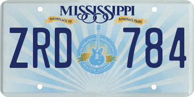 MS license plate ZRD784