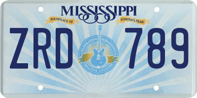 MS license plate ZRD789