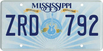 MS license plate ZRD792