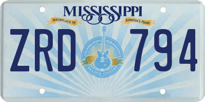 MS license plate ZRD794